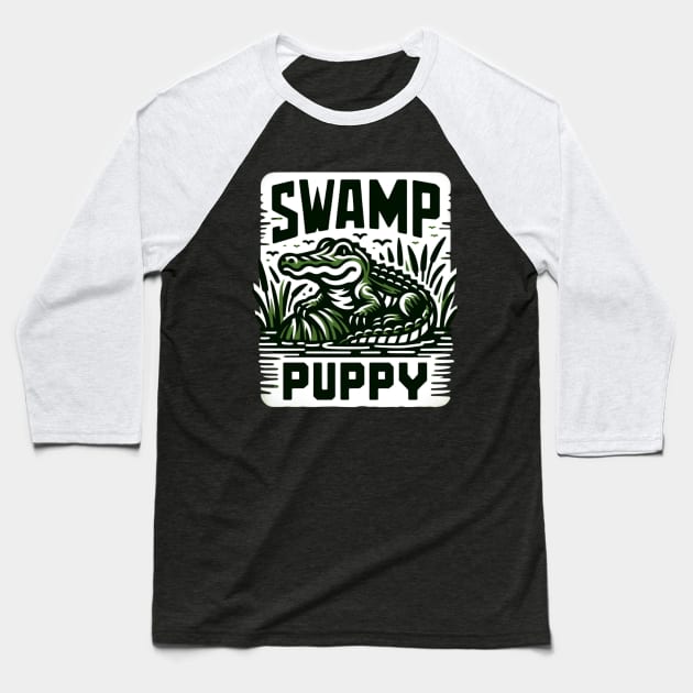 Swamp Puppy, Crocodile Alligator Reptile Lover, Florida Everglades Baseball T-Shirt by ThatVibe